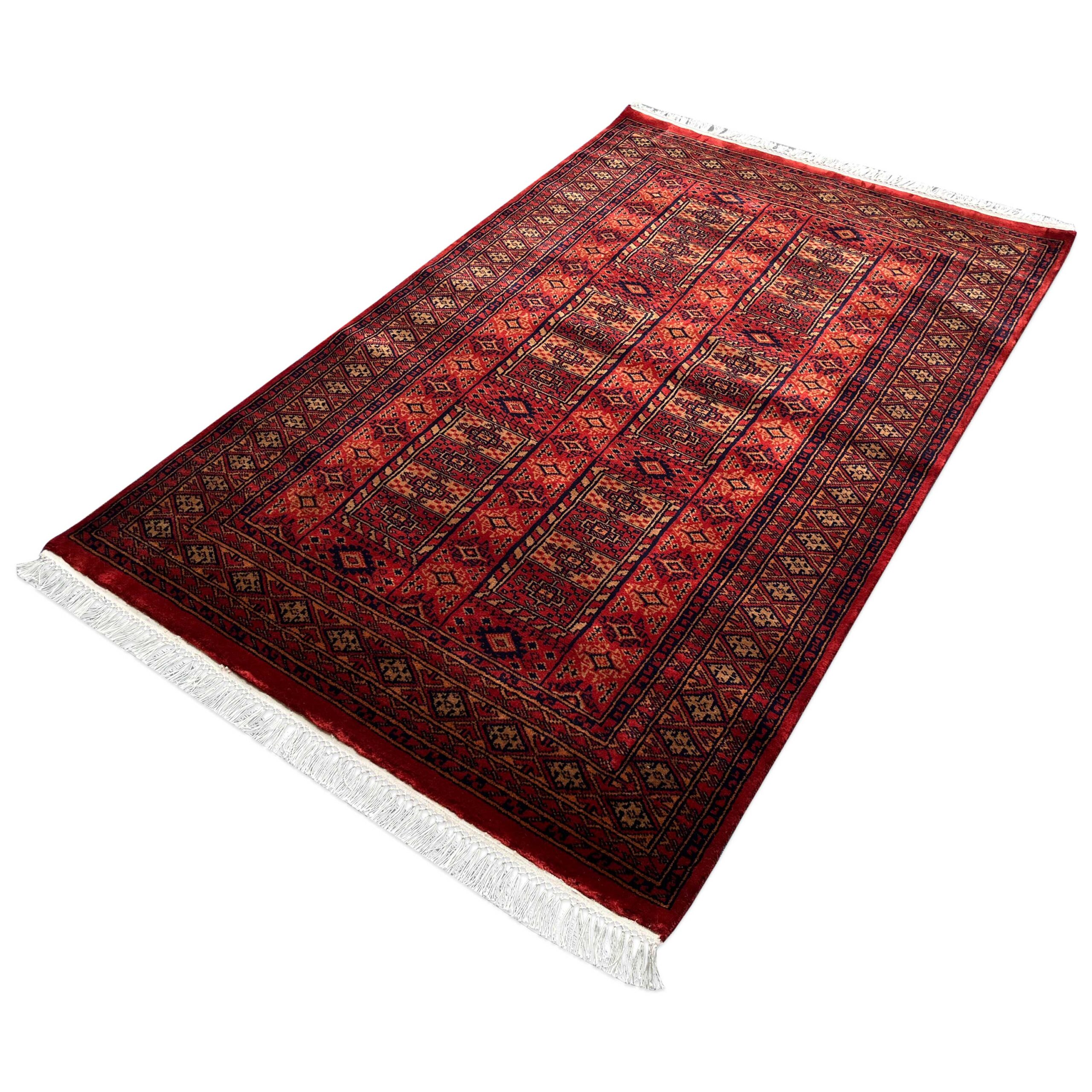 4x6 ft Handmade Wool Carpet Dubba Pattern in Red - Image 4