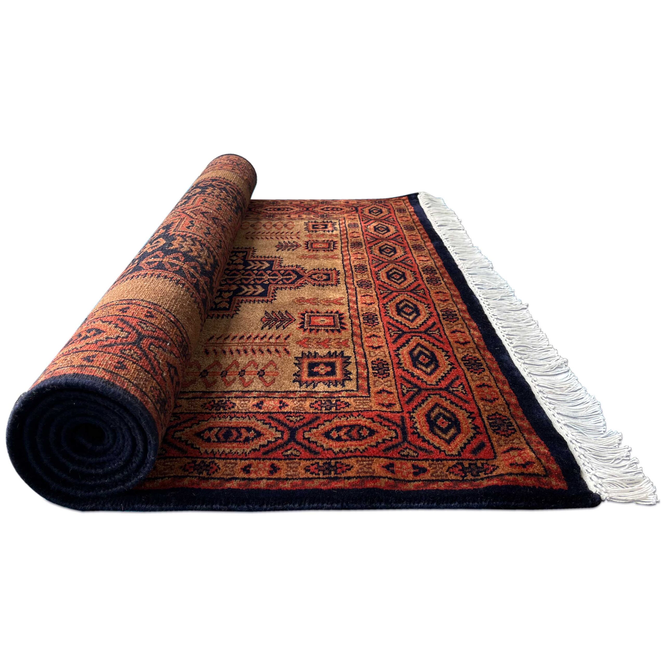 4x6 ft Handmade Wool Carpet Teer Pattern in Brown - Image 3