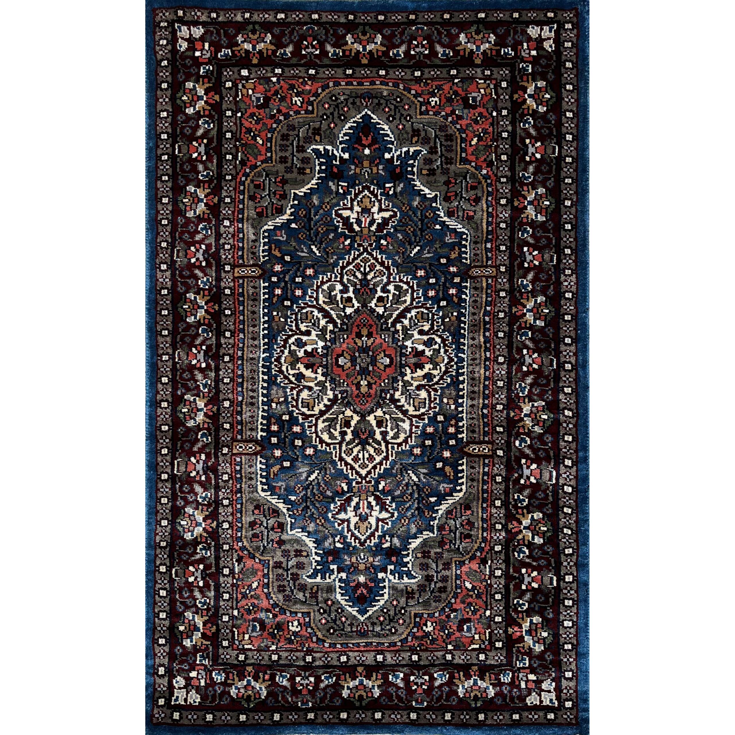 2.5x4 feet Hand Knotted Viscose Rug Indopersian Blue