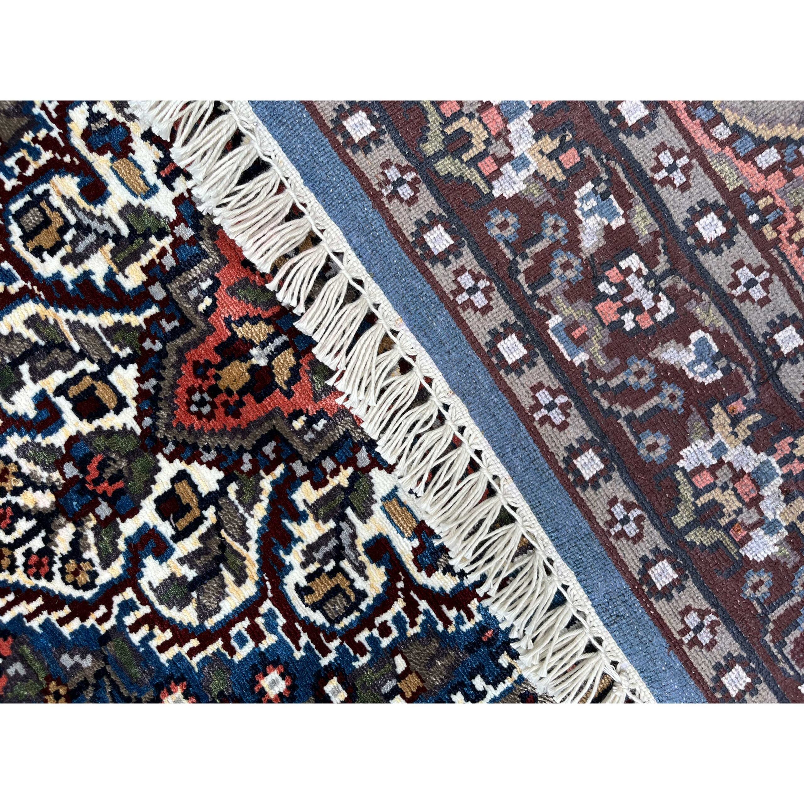 2.5x4 feet Hand Knotted Viscose Rug Indopersian Blue - Image 5