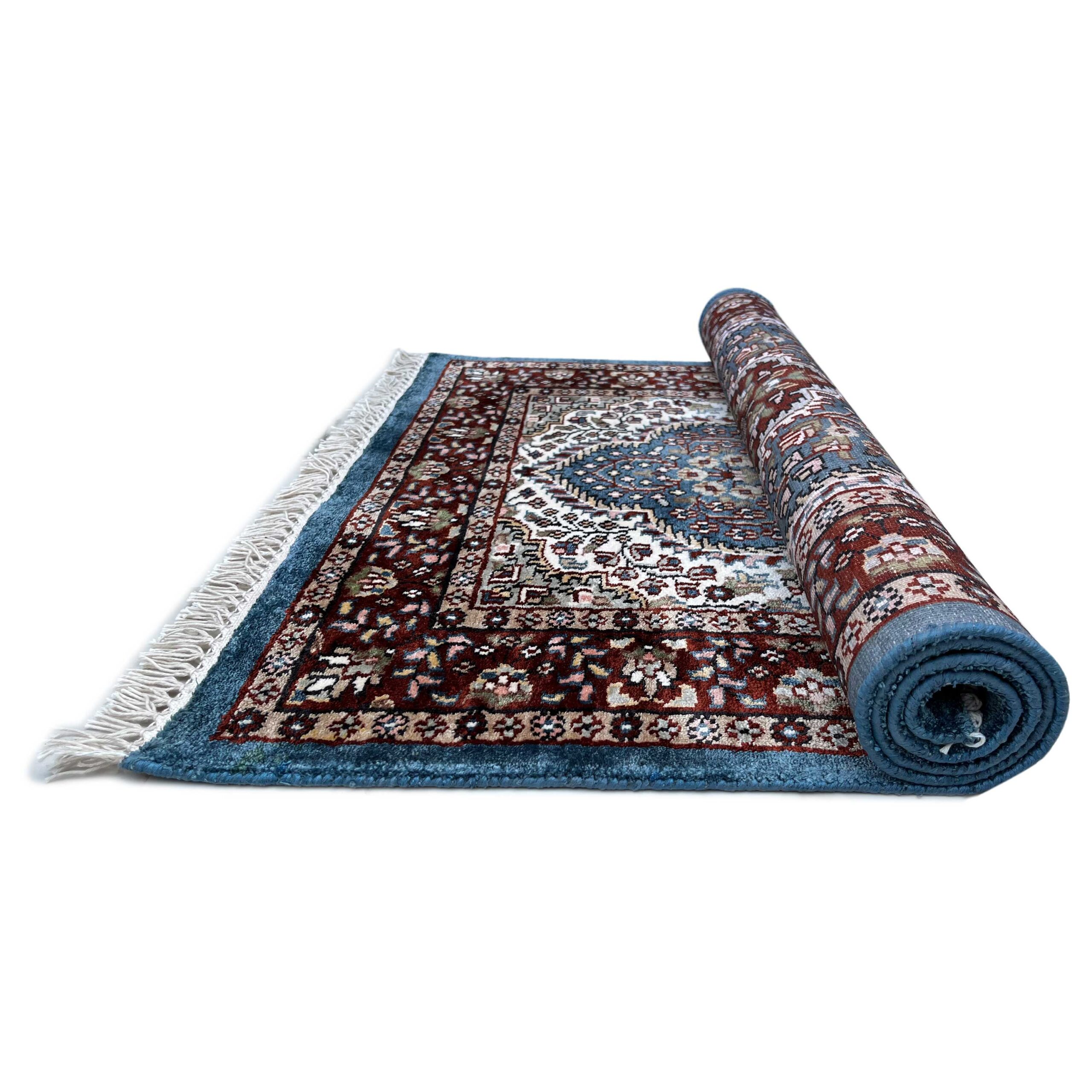 2.5x4 feet Hand Knotted Viscose Rug Indopersian Bluish Gray - Image 3