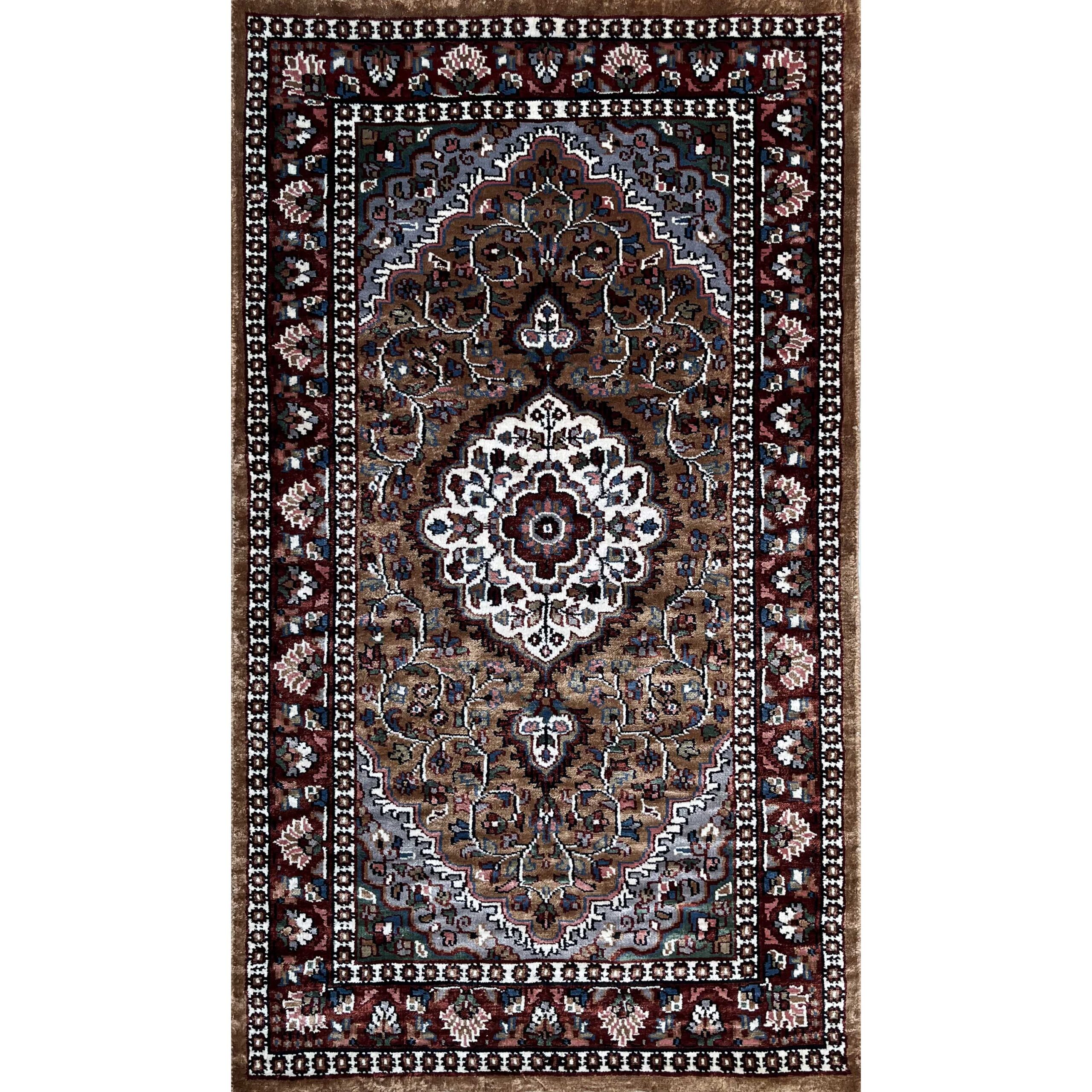 2.5x4 feet Hand Knotted Viscose Rug Indopersian Copper