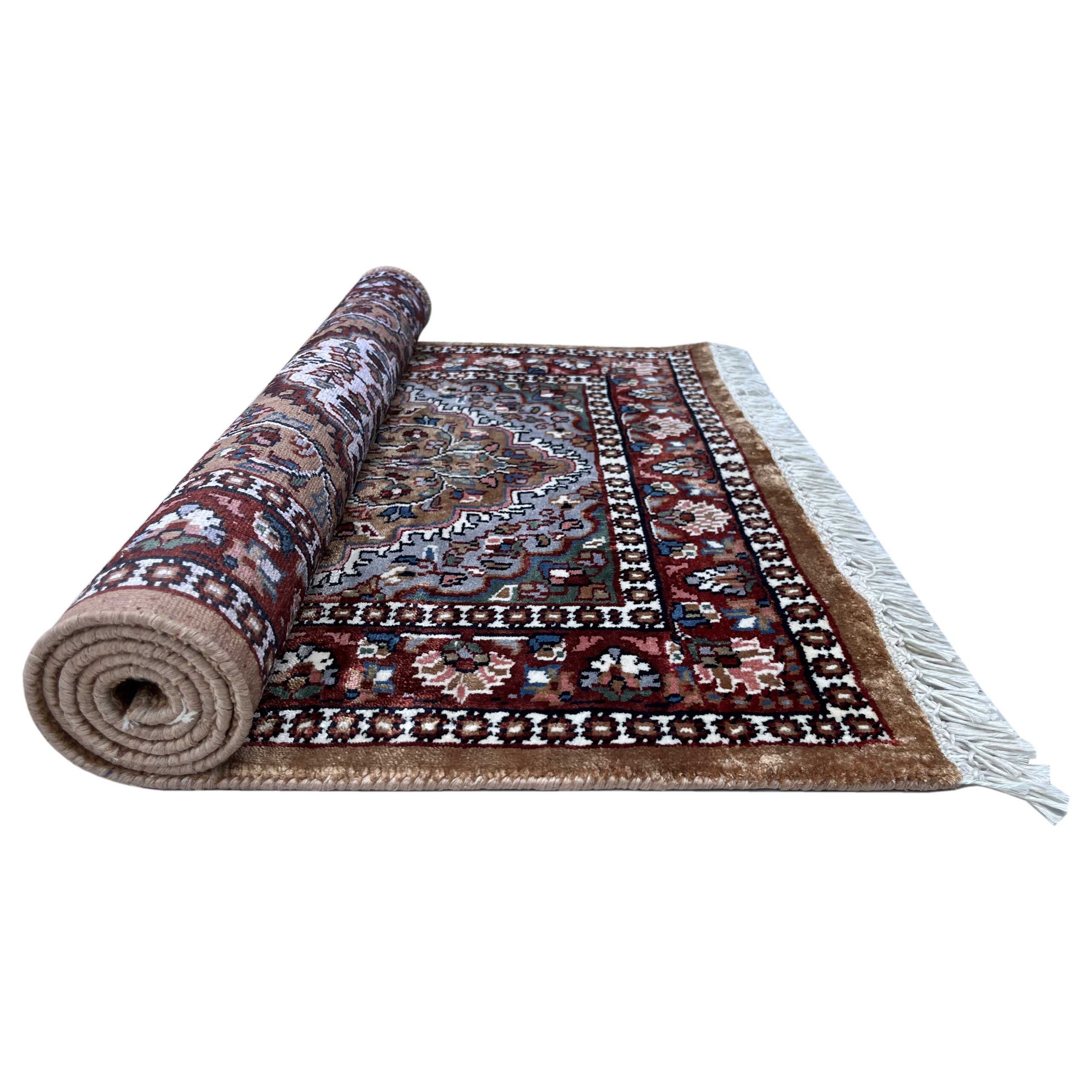 2.5x4 feet Hand Knotted Viscose Rug Indopersian Copper - Image 3