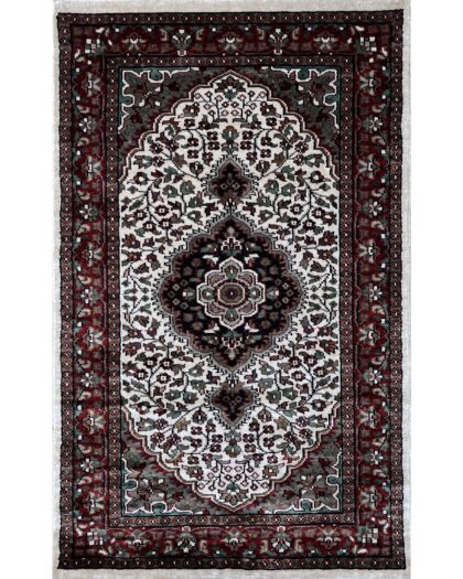 2.5x4 feet Hand Knotted Viscose Rug Indopersian White