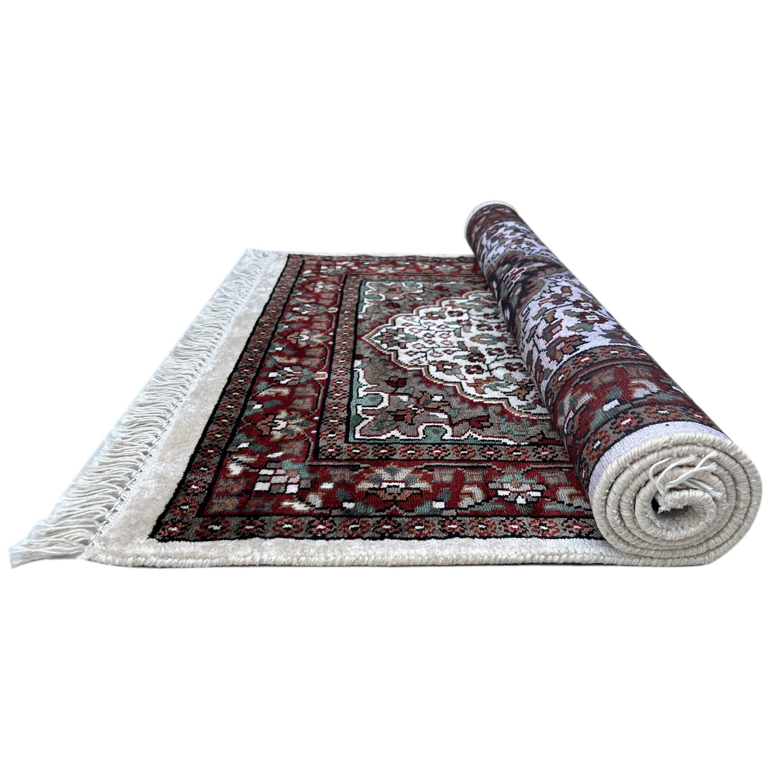 2.5x4 feet Hand Knotted Viscose Rug Indopersian White - Image 3