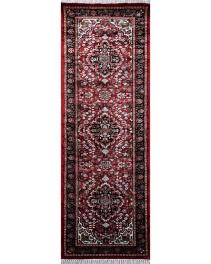 2x6 feet Hand Knotted Viscose Rug Indopersian Red