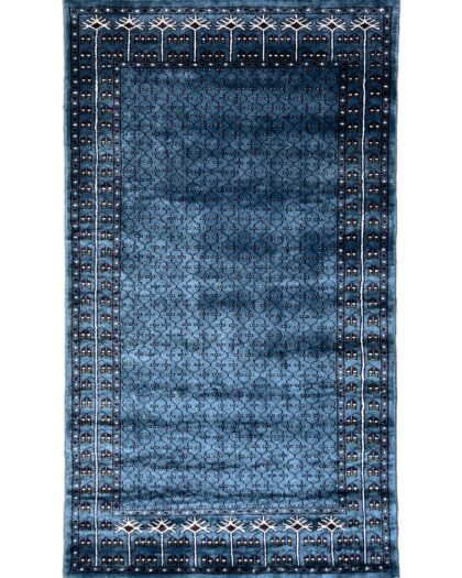3x5 feet Hand Knotted Viscose Rug Blue Jali