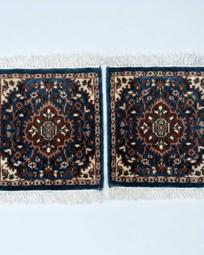 1.5x1.5 ft Hand Knotted Woolen Rug Persian Blue