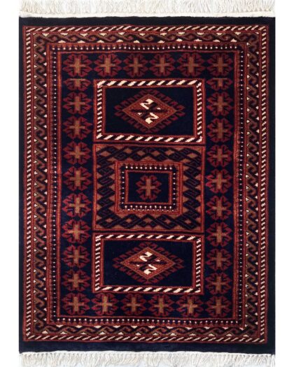 2.5x3 ft Hand Knotted Woolen Rug Dubba Black