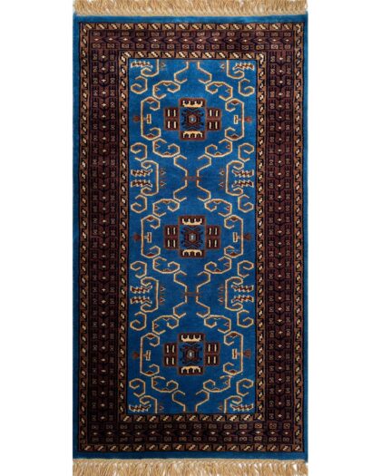 2.5x4.5 ft Hand Knotted Woolen Rug Palace Blue