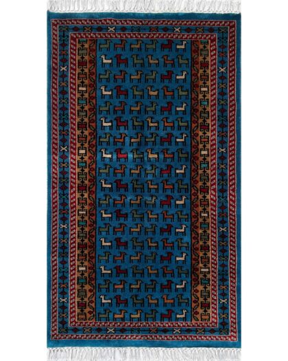 2.5x4 ft Hand-knotted Woolen Carpet Bakri Blue