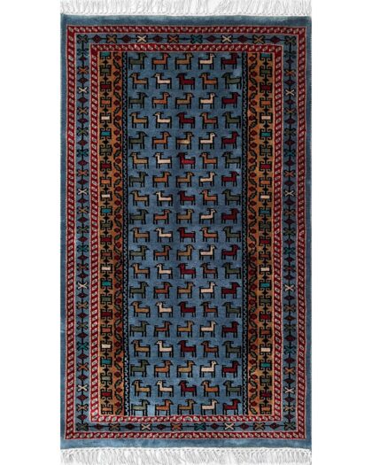 2.5x4 ft Hand-knotted Woolen Carpet Bakri Bluish Gray