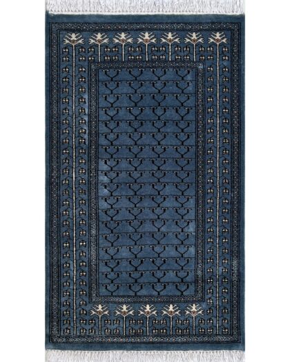 2.5x4 ft Hand Knotted Woolen Rug Bluish Gray Parda