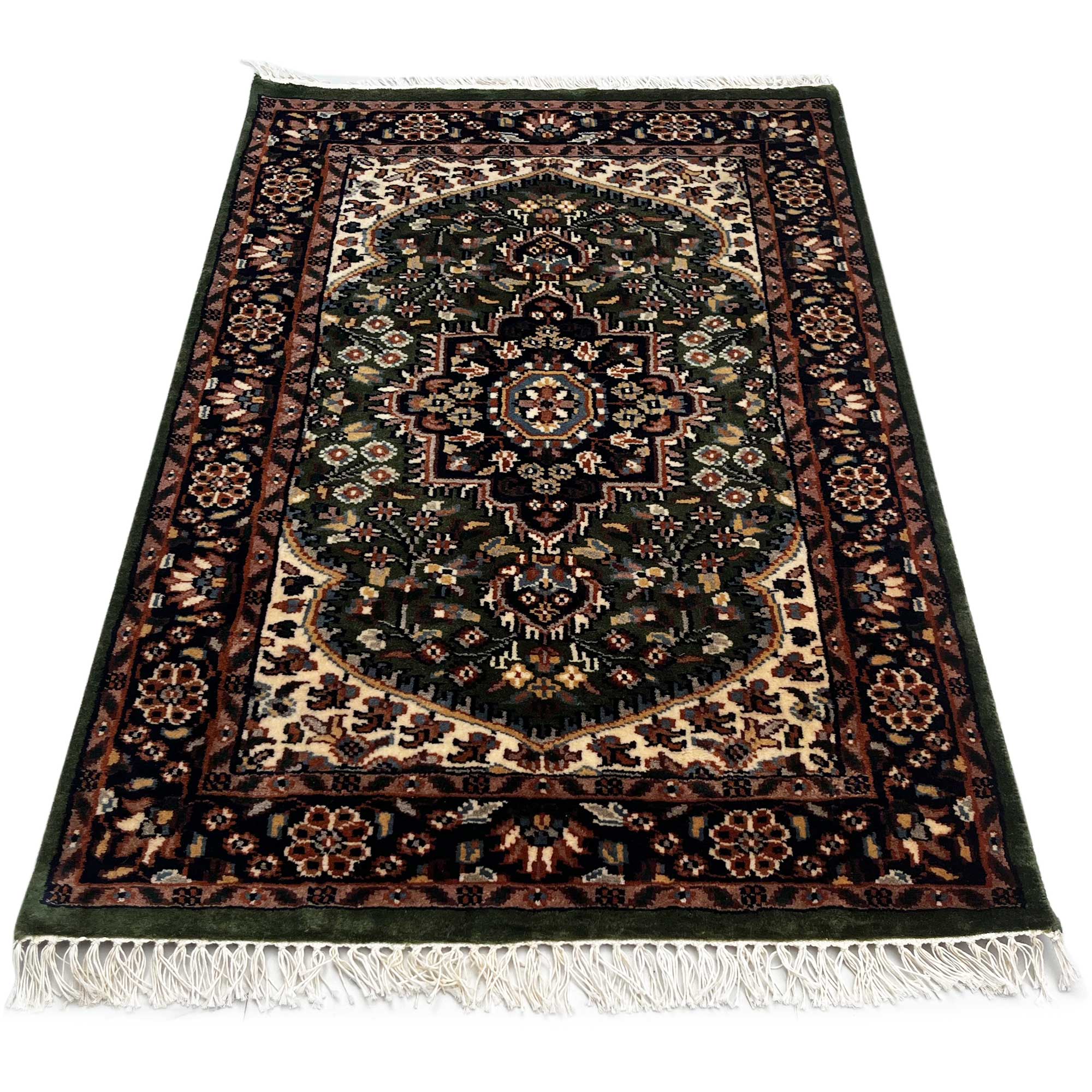 2.5x4 ft Hand Knotted Woolen Rug Persian Green - Image 2