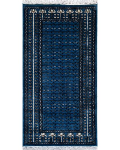 2.5x5 ft Hand Knotted Woolen Rug Blue Parda