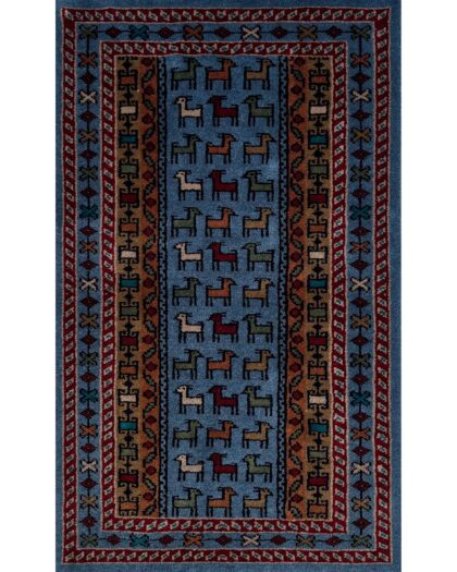 2x3 Handmade Hand Knotted Wool Carpet Bakri Bluish Gray