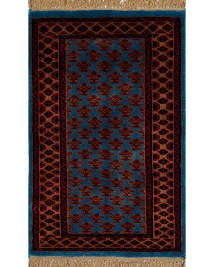 2x3 ft Hand-knotted Woolen Carpet Lichi Blue