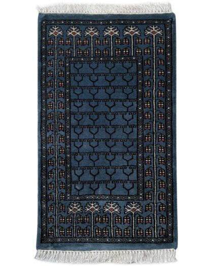 2x3 ft Hand-knotted Woolen Carpet Parda Bluish Gray