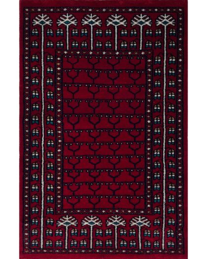 2x3 Handmade Hand Knotted Wool Carpet Parda Red
