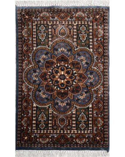 2x3 ft Hand Knotted Woolen Rug Gray Persian