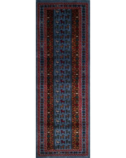 2x6 Handmade Hand Knotted Wool Carpet Bakri Bluish Gray