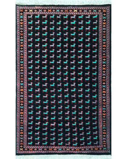 3x5 ft Hand-knotted Woolen Carpet Bakri Black