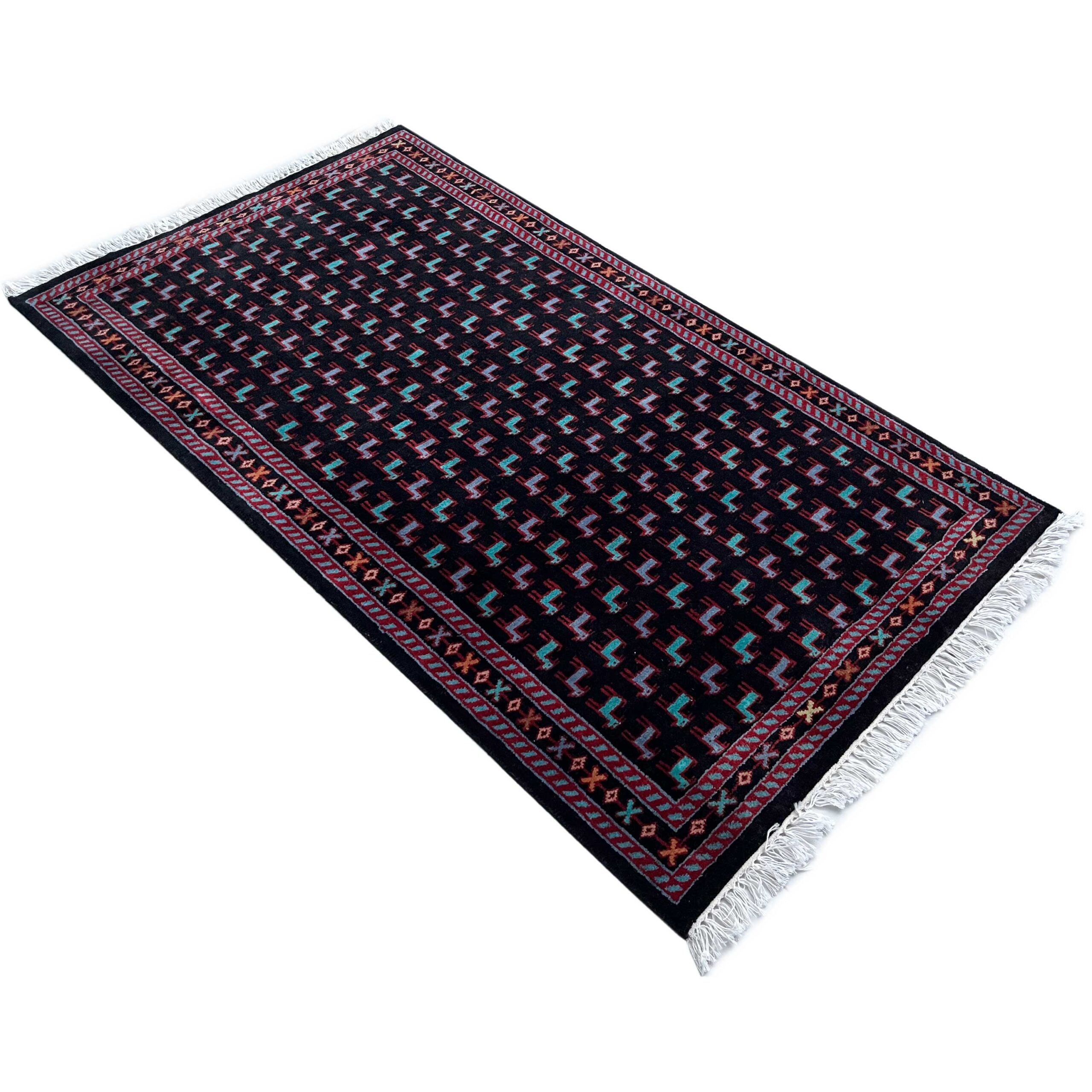 3x5 ft Hand-knotted Woolen Carpet Bakri Black - Image 6