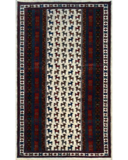 3x5 Handmade Hand Knotted Wool Carpet Bakri White