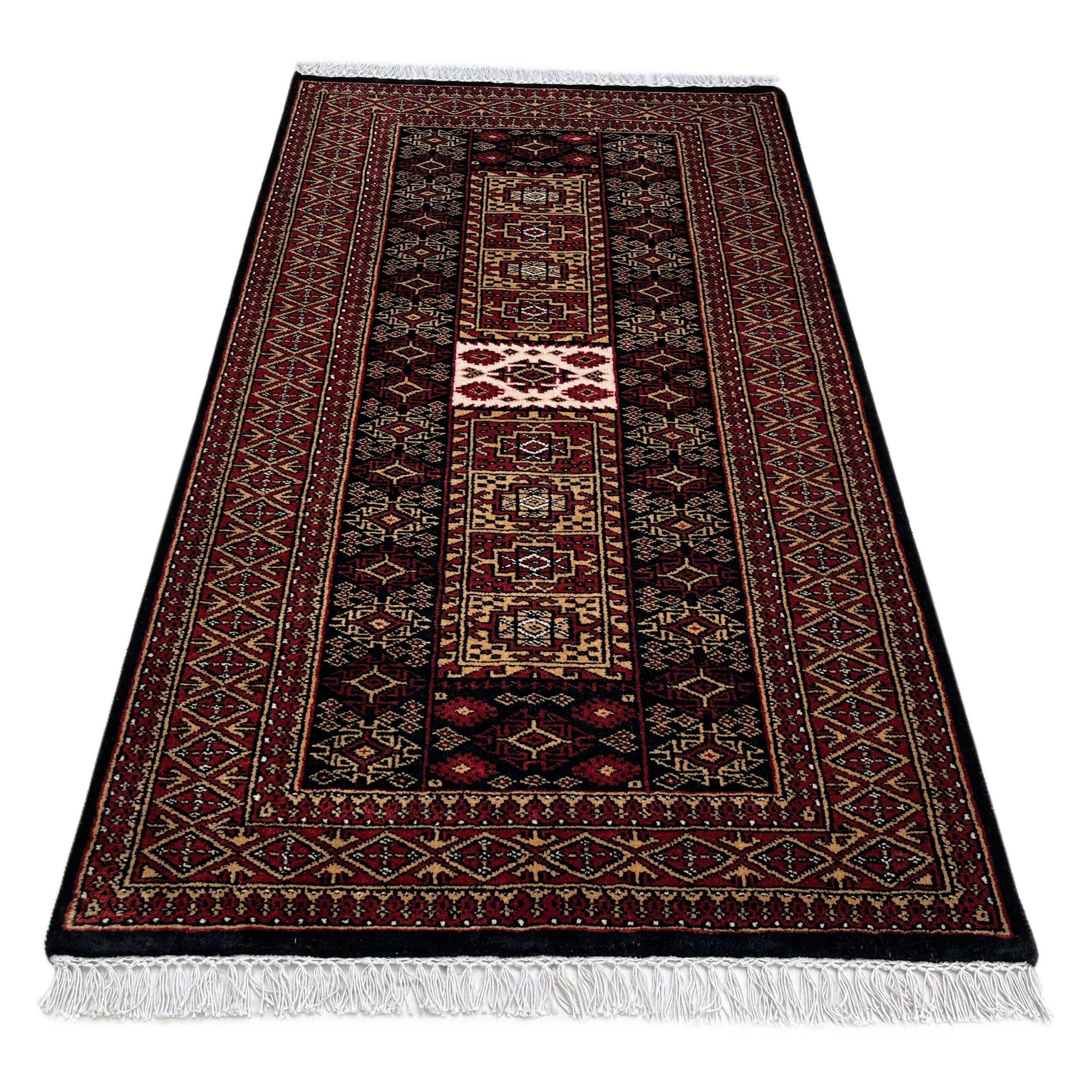 3x5 ft Hand-knotted Woolen Carpet Dubba Black - Image 2