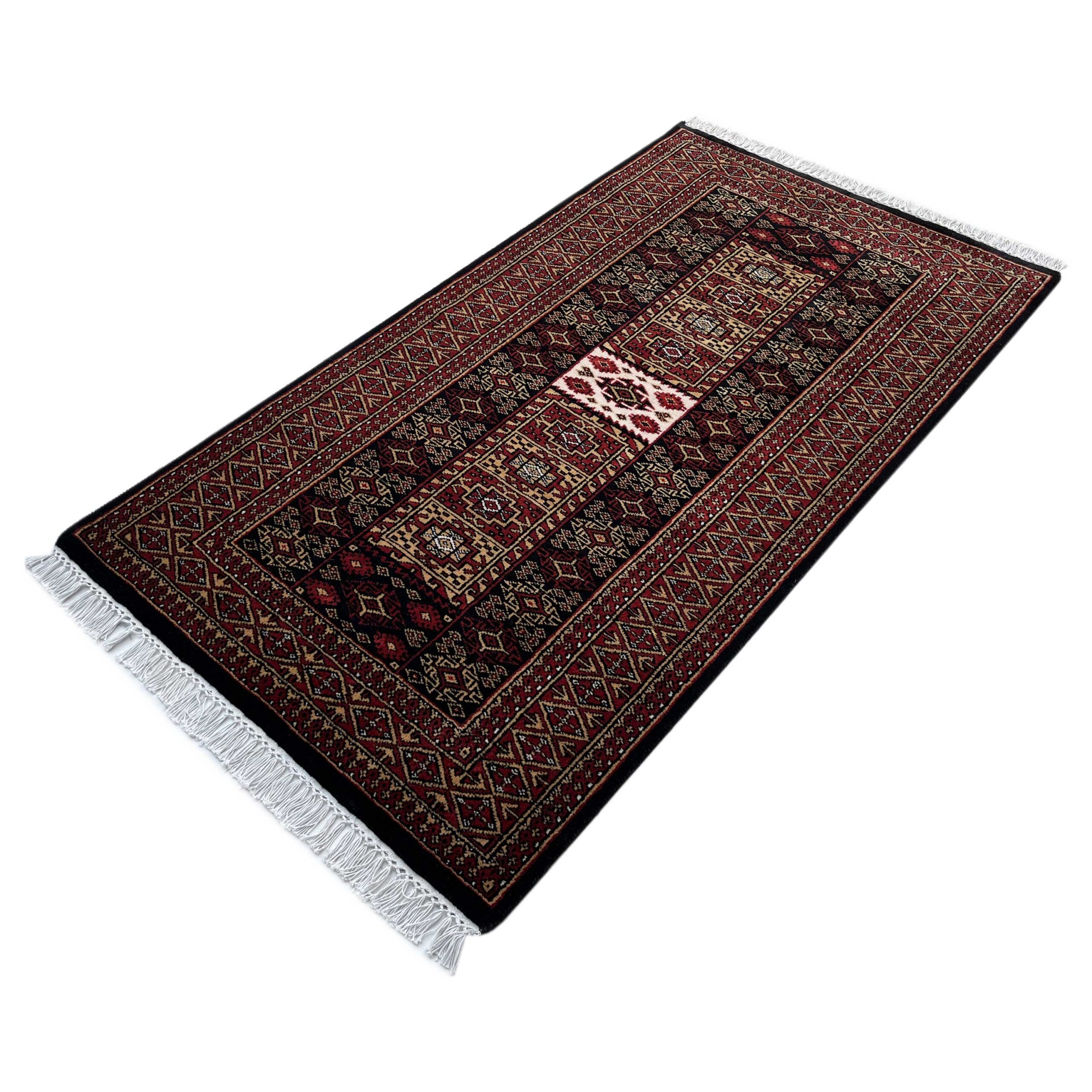 3x5 ft Hand-knotted Woolen Carpet Dubba Black - Image 6