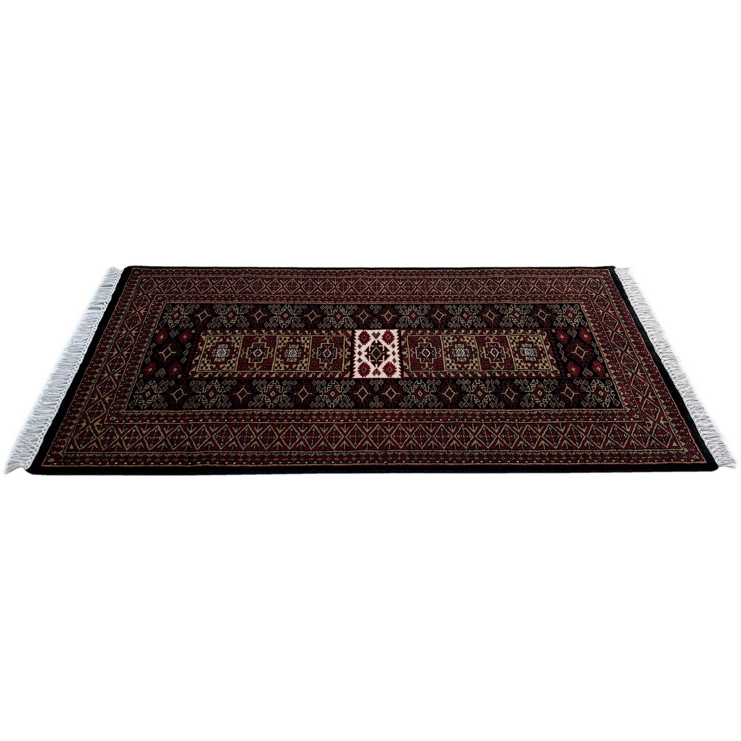 3x5 ft Hand-knotted Woolen Carpet Dubba Black - Image 5
