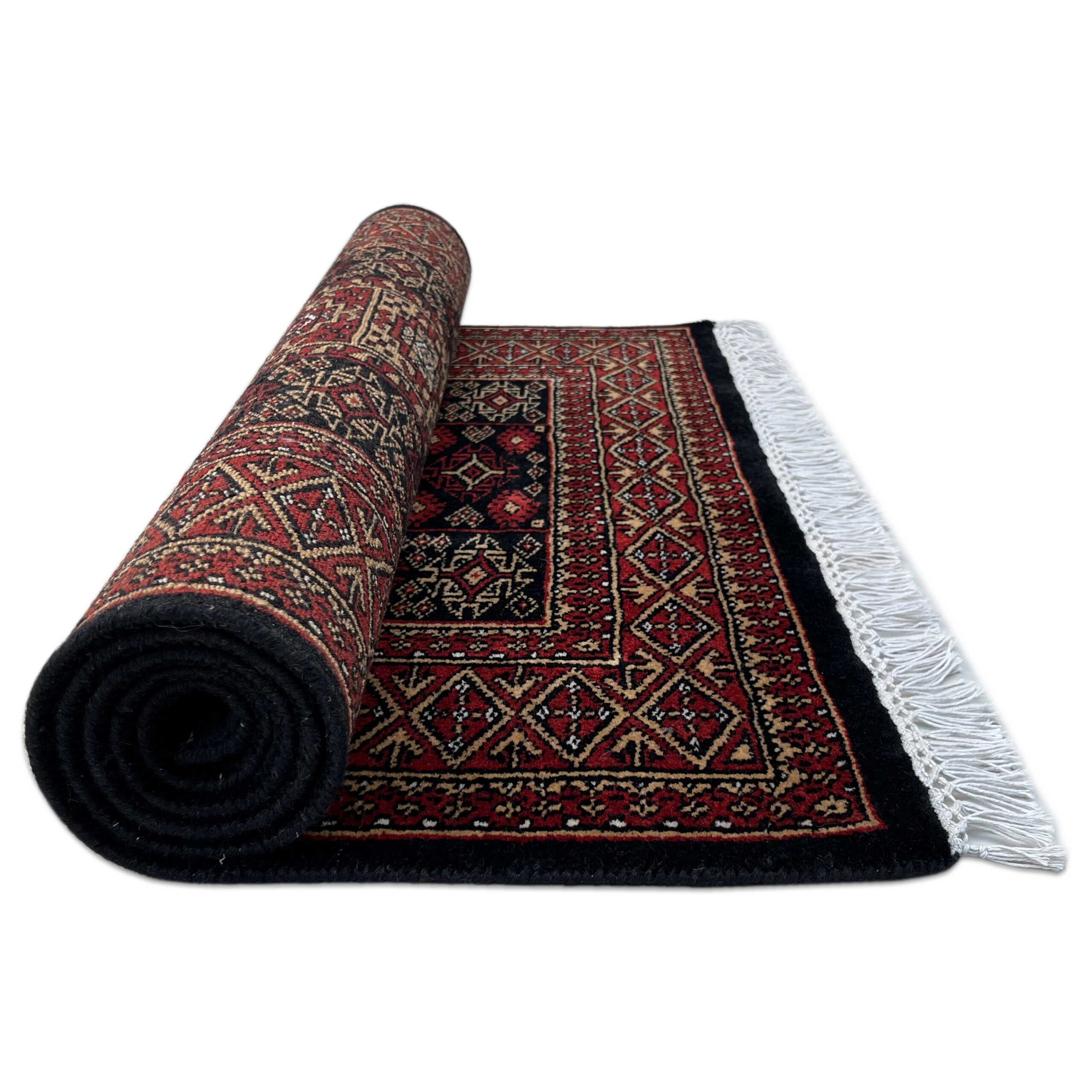 3x5 ft Hand-knotted Woolen Carpet Dubba Black - Image 3