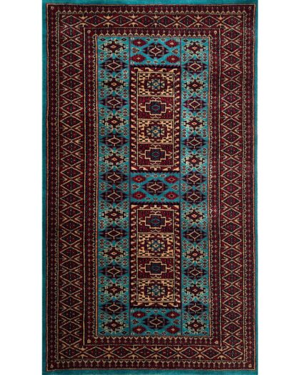 3x5 Handmade Hand Knotted Wool Carpet Dubba Turquoise