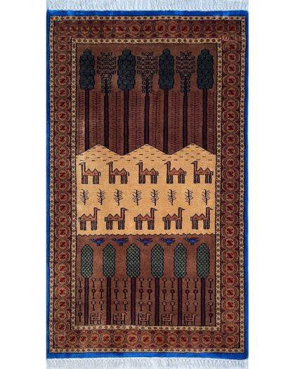 3x5 ft Hand-knotted Woolen Carpet Jungle Brown