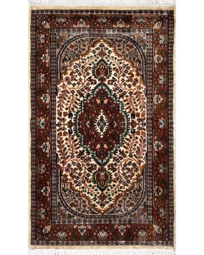 3x5 ft Hand Knotted Woolen Rug Persian White