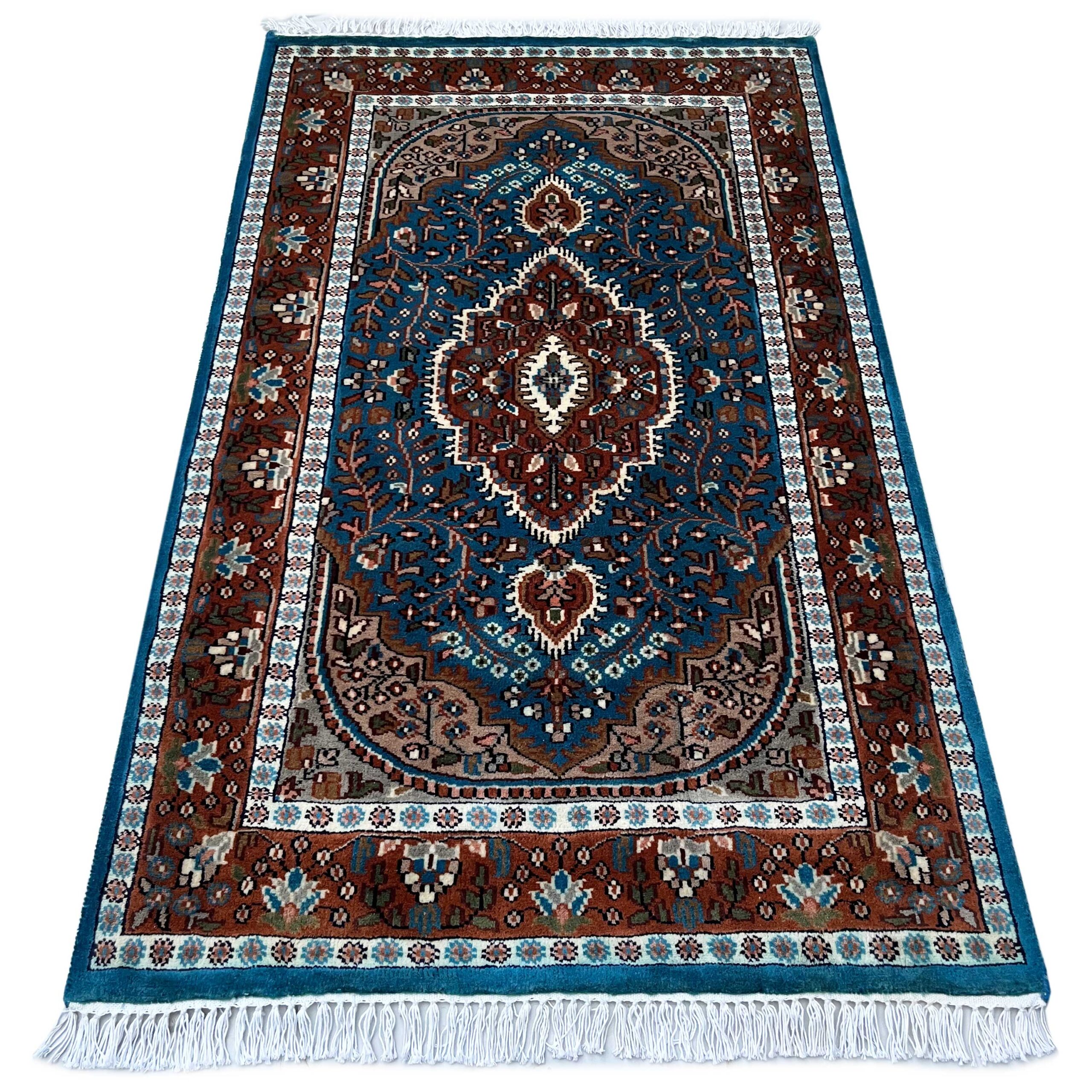 3x5 ft Hand-knotted Woolen Carpet Persian Turquoise - Image 2