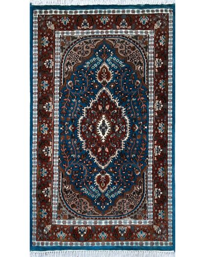3x5 ft Hand-knotted Woolen Carpet Persian Turquoise