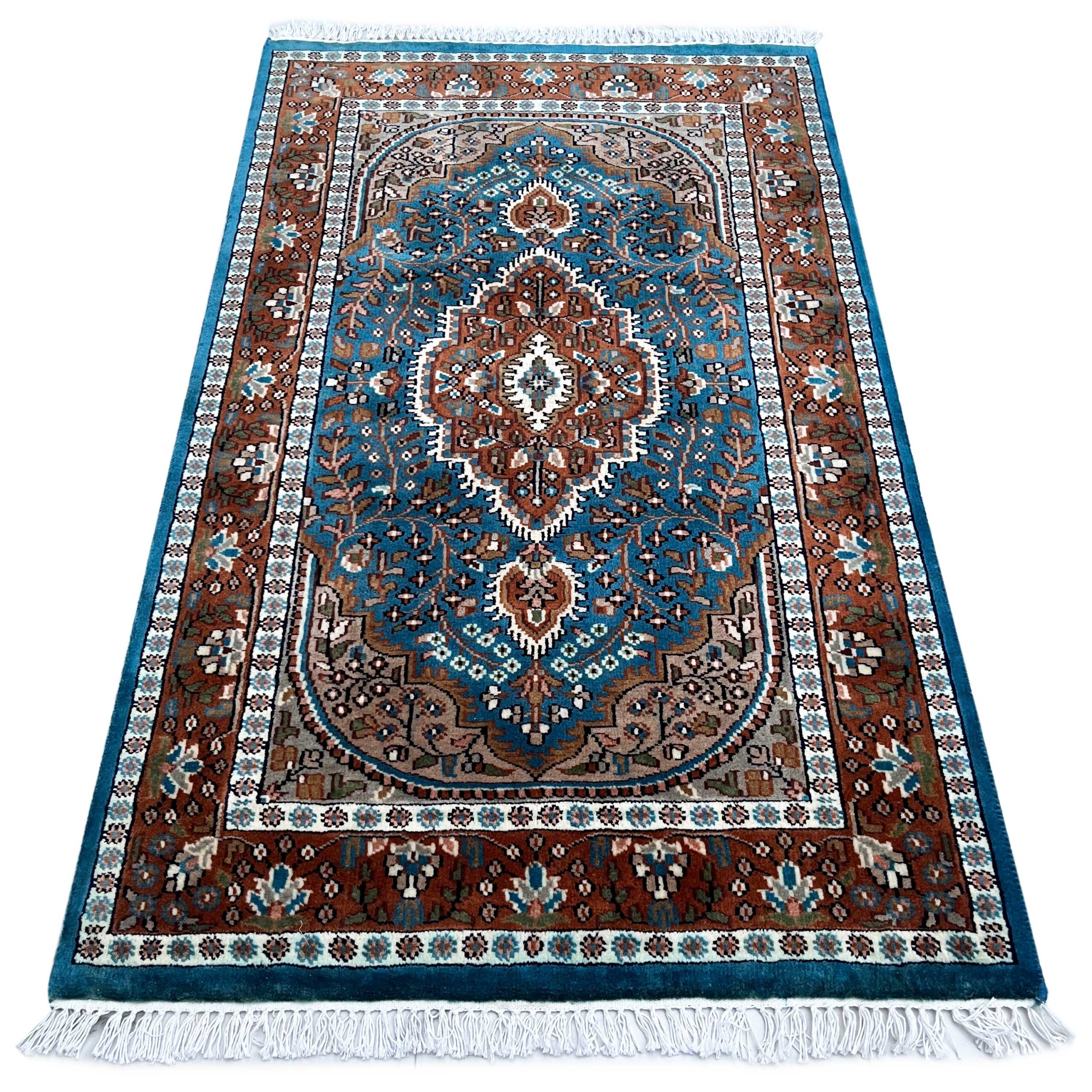 3x5 ft Hand-knotted Woolen Carpet Persian Turquoise - Image 6