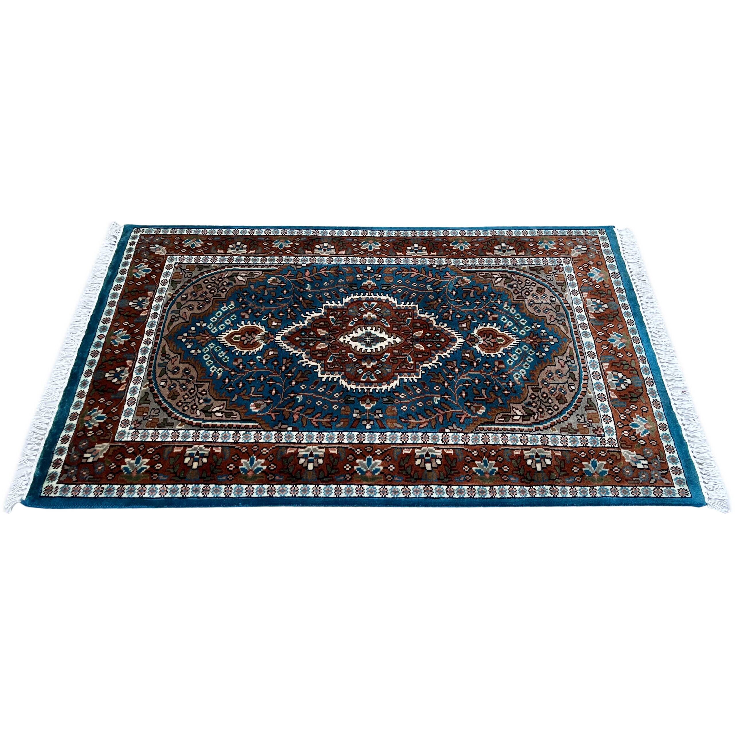 3x5 ft Hand-knotted Woolen Carpet Persian Turquoise - Image 5
