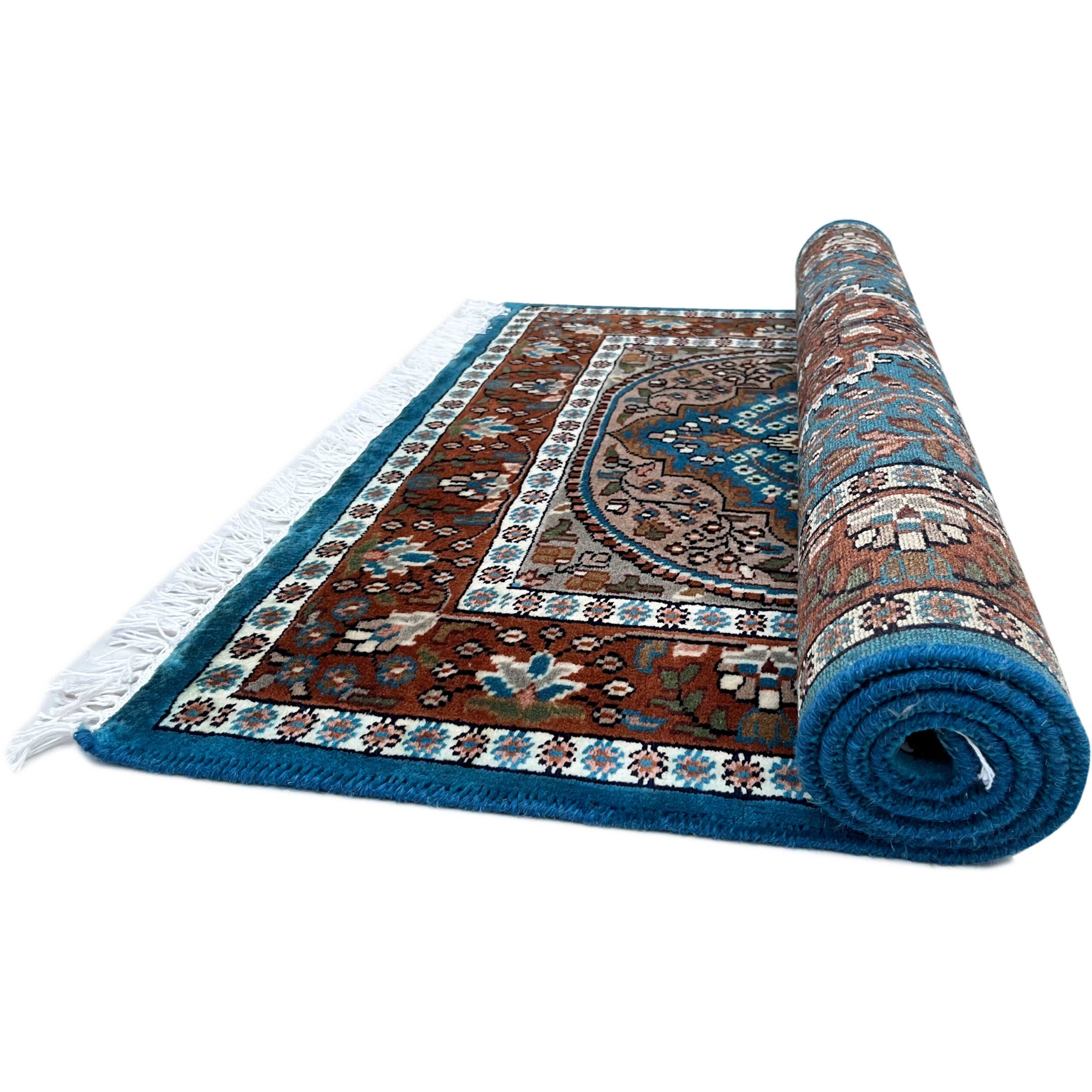 3x5 ft Hand-knotted Woolen Carpet Persian Turquoise - Image 3