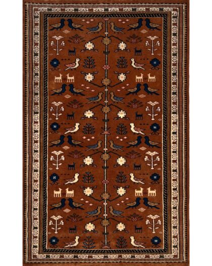 3x5 Handmade Hand Knotted Wool Carpet Pigeon Copper