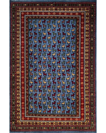 4x6 Handmade Hand Knotted Wool Carpet Bakri Bluish Gray
