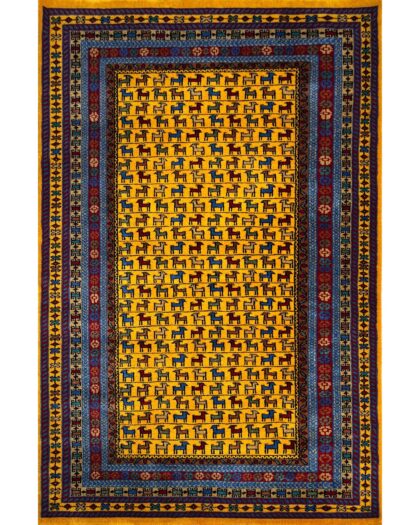 4x6 Handmade Hand Knotted Wool Carpet Bakri Yellow