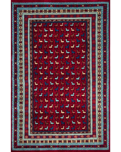 4x6 Handmade Hand Knotted Wool Carpet Bakri red