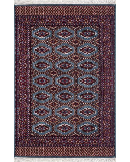 4x6 ft Hand Knotted Woolen Rug Bluish Gray Bukhara