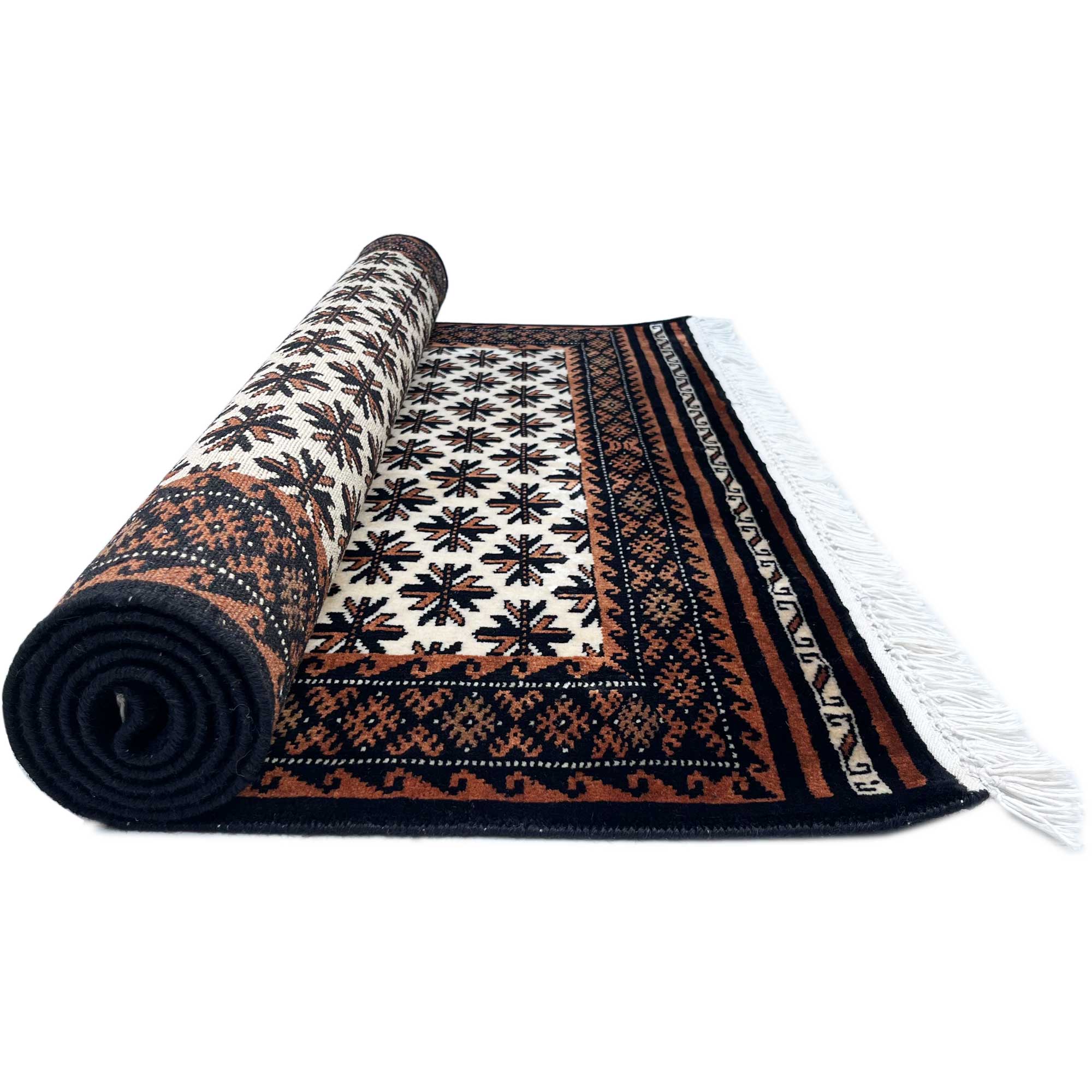 4x6 ft Hand Knotted Woolen Rug Patta White - Image 2