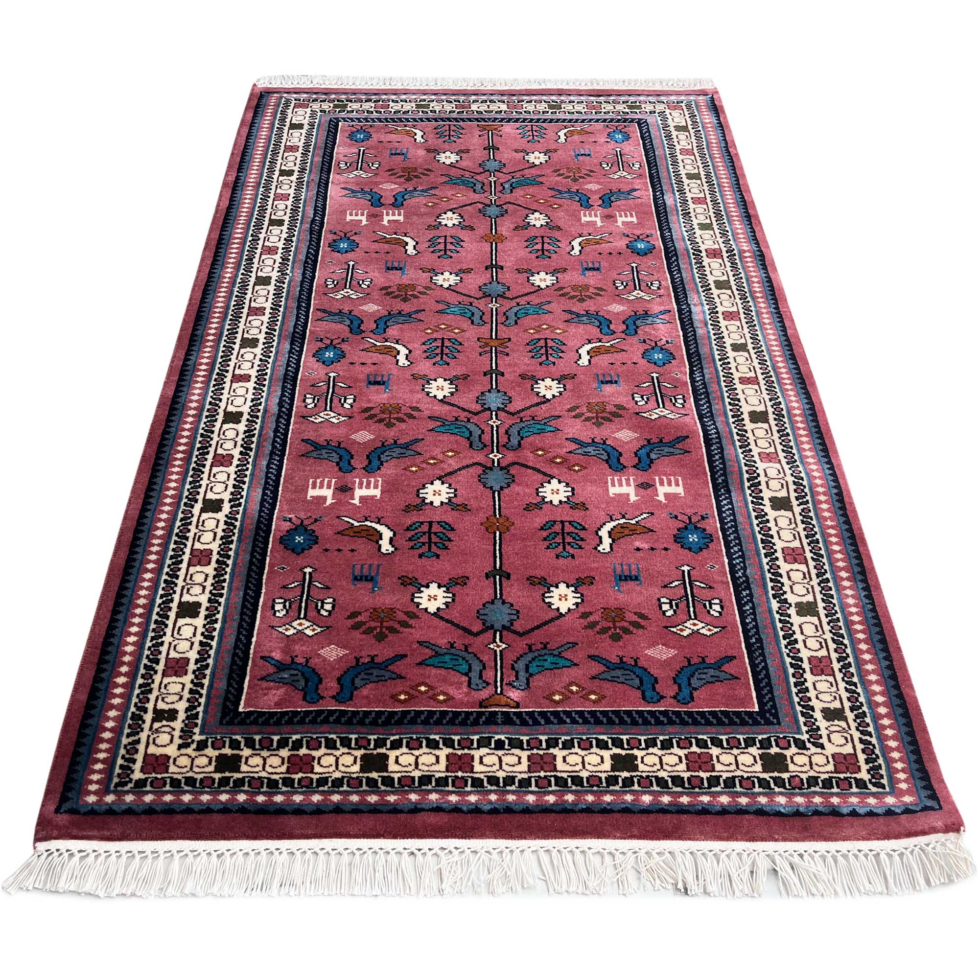 4x6 ft Hand Knotted Woolen Rug Pigeon Peach - Image 6