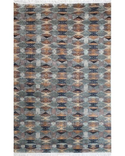 6x9 ft Hand Knotted Woolen Rug Gray Chin