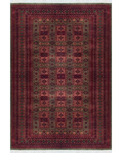 6x9 ft Hand-knotted Woolen Carpet Dubba Green