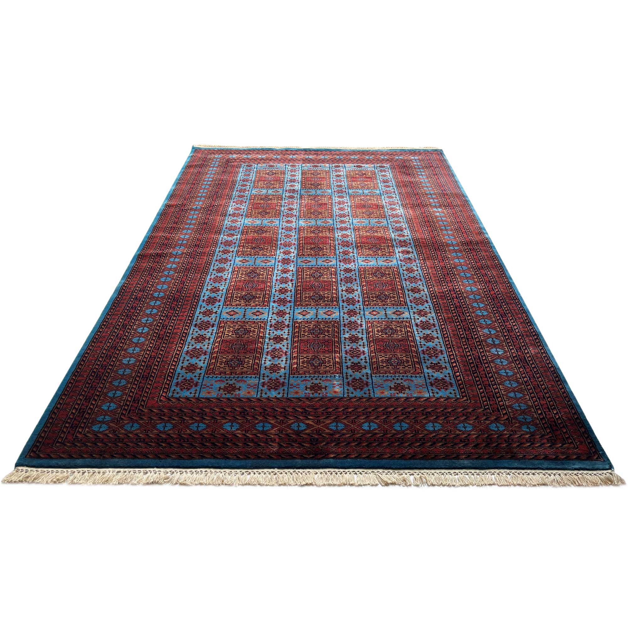 6x9 ft Hand Knotted Woolen Rug Dubba Blue - Image 5